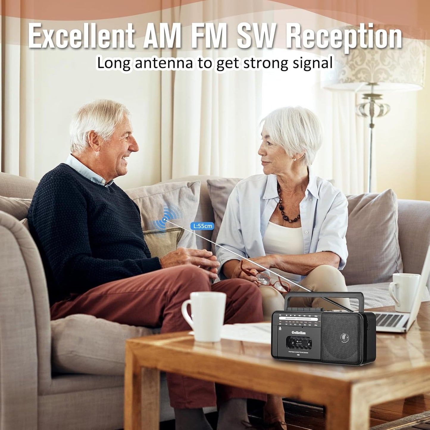 Cassette Tape Player Bluetooth Boombox Cassette Player AM/FM/SW Radio Stereo Tape Player/Recorder with Big Speaker and Earphone Jack USB/TF Card Player AC Powered or Battery Operated Grey