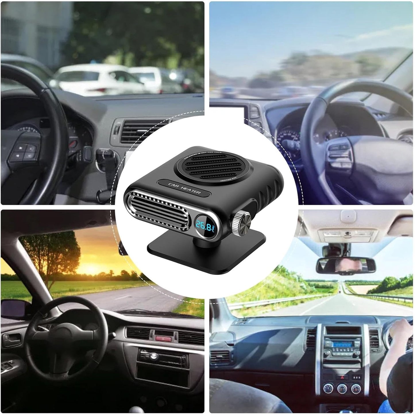 Portable Car Heaters For Vehiclem 24V Car Heater Auto Fan Heater LED Display Adjustable Temperature Fast Heating Car Defrost Defogger Vehicle Mounted Heater Car Windshield Defroster Demister
