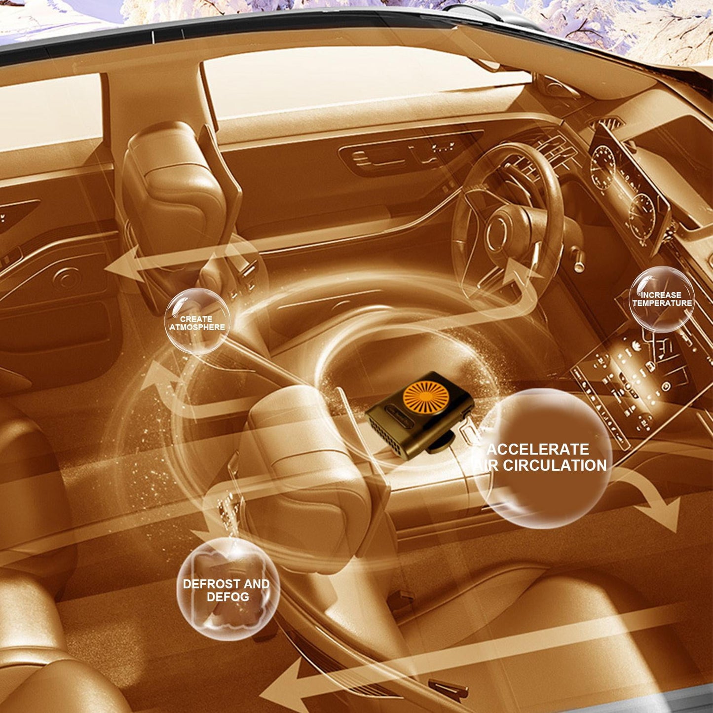 Portable Car Heater with Cooling Function Car Fan Heater 200W 12V Windshield Defroster Vehicle Demister Fast 2 in 1 Heating Cooling Dryer Auto 360 Rotate Heater Fan Car Heater Fan Plug-in Anti-Fog