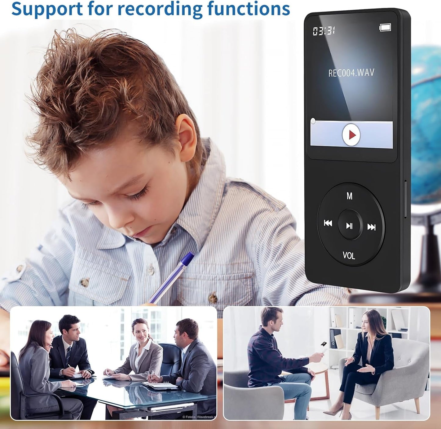 MP3 Player Music Player with 64GB Micro SD Card Earphone Build-in Speaker/Photo/Video Play/FM Radio/Voice Recorder/E-Book Reader Supports up to 128GB for Kids Running Walking