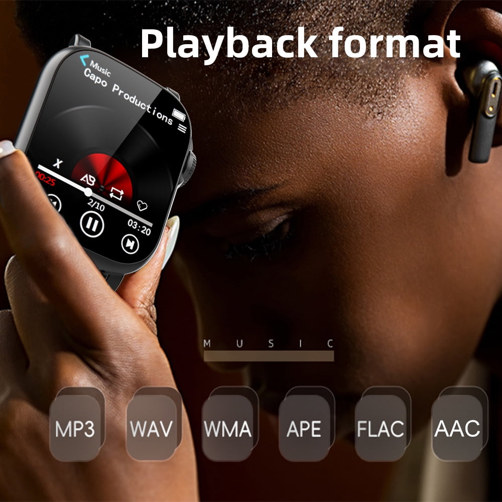 MP3 Player Sports Watch 32GB Bluetooth Music Player 2.0 Touch Screen MP3 MP4 Player Build-in Speaker/Photo/Video Play/Voice Recorder/E-Book Reader Supports up to 128GB for Kids Running Walking