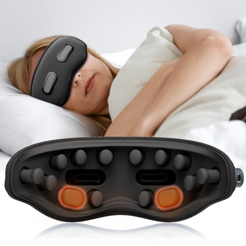 Eye Massager with Heat Eligible Migraine Relief Heated Eye Mask Vibration Migraines Device Compression Music Massager Reduce Dry Eye Improve Sleep Gifts for Women Men (Black)