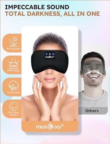 MUSICOZY Sleep Headphones Bluetooth 5.2 Headband Sleeping Eye Mask for Mom Women Men Wireless Music Earbuds Earphones for Side Sleepers