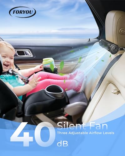foryou Car Fans Seat Cooling Fans Blow Cold Air Backseat Car Fans Portable Car Fans for Back Seat for Kids for Cars
