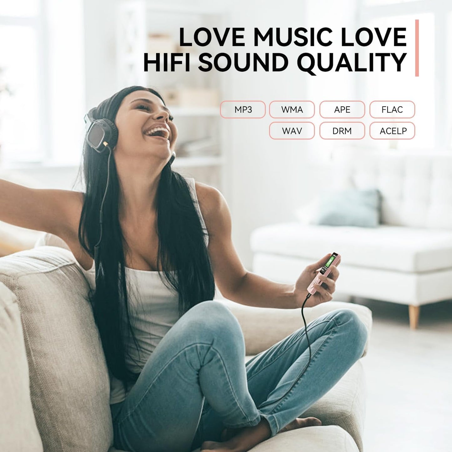 MP3 Player with Bluetooth and 32GB TF Card HiFi Music Player with Built-in Speaker Earphones Multifunctional MP3 Players with FM/Recording/E-Book/Video Supports up to 128GB for Kids Running Walking