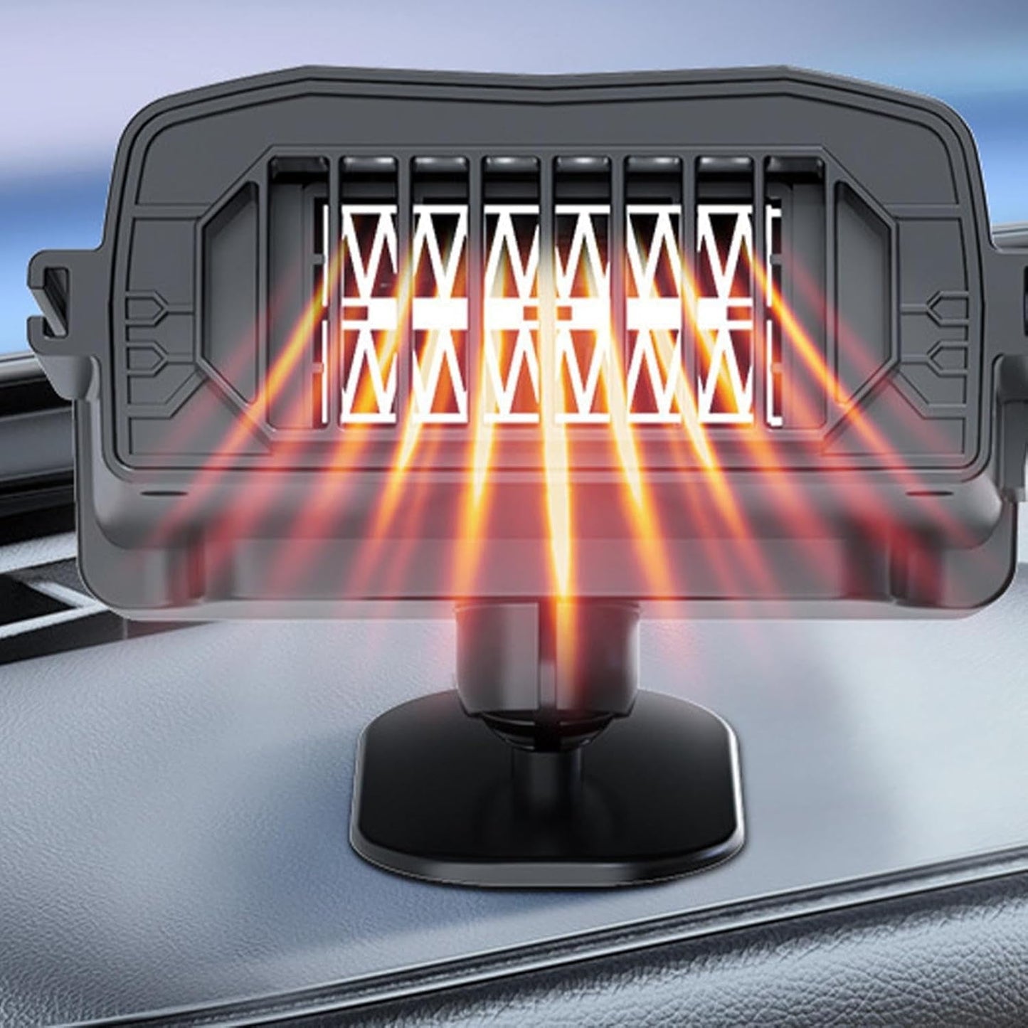 MUSICOZY Car Heater Fan 12v 150w Winter Windshield Defogger and Defroster 2 in 1 Portable Car Fast Heating Cooling Fan Can Heat for Seat with 1.4M Line 360° Rotatable Base Car Heater(Black)