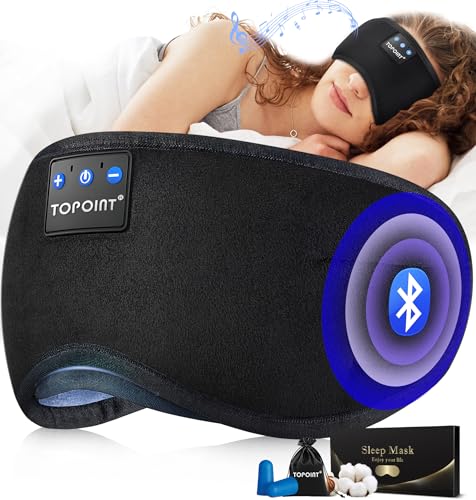 Sleep Mask with Headphones Bluetooth 5.2 Wireless  Sleep Headphone with Microphone Built-in HD Speakers Music  Eye Mask for Sleeping Travel Meditation for Men Women Girl Cool Gadgets