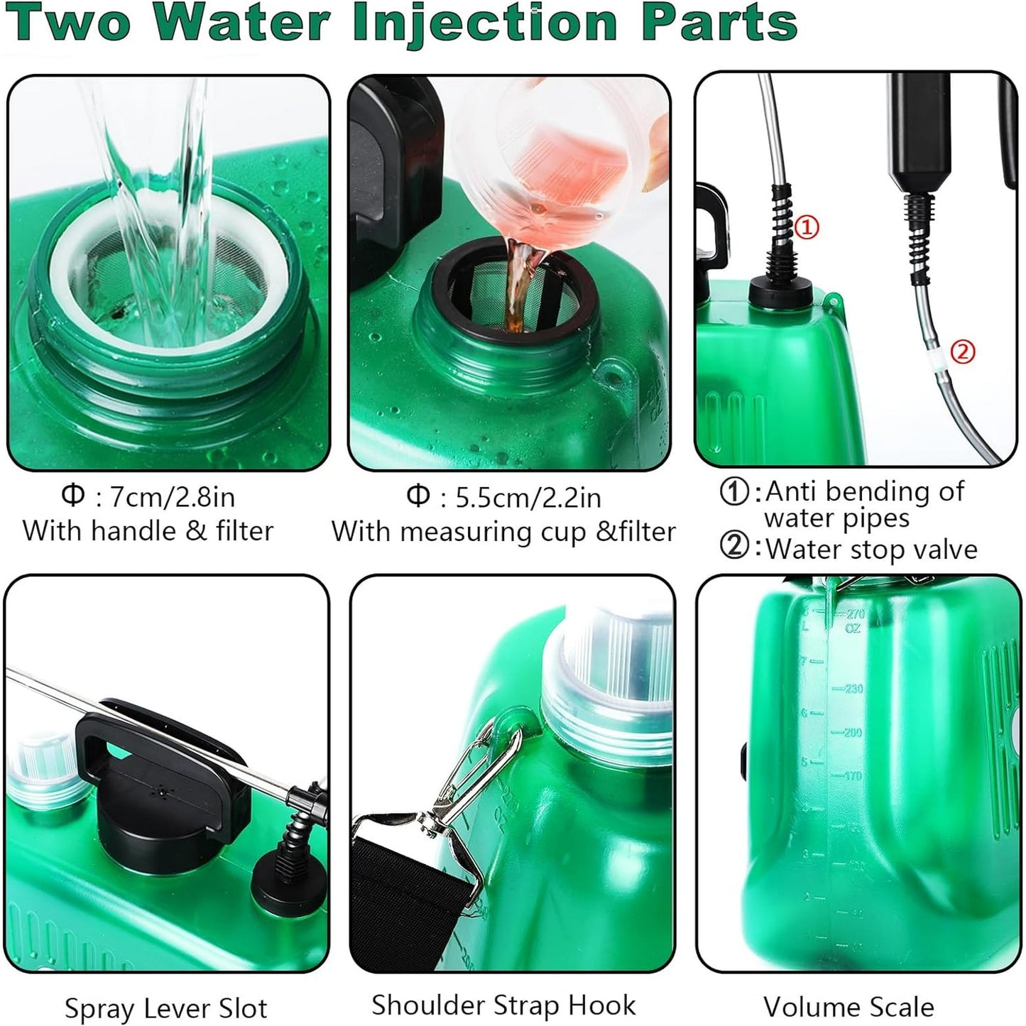 Battery Powered Sprayer 8L Upgrade Electric Sprayer with 4 Mist Nozzles 2000mAh Portable Lawn Sprayer Pump 32in Shoulder Strap Retractable Wand 2 Water Filling Holes for Lawn Garden Cleaning
