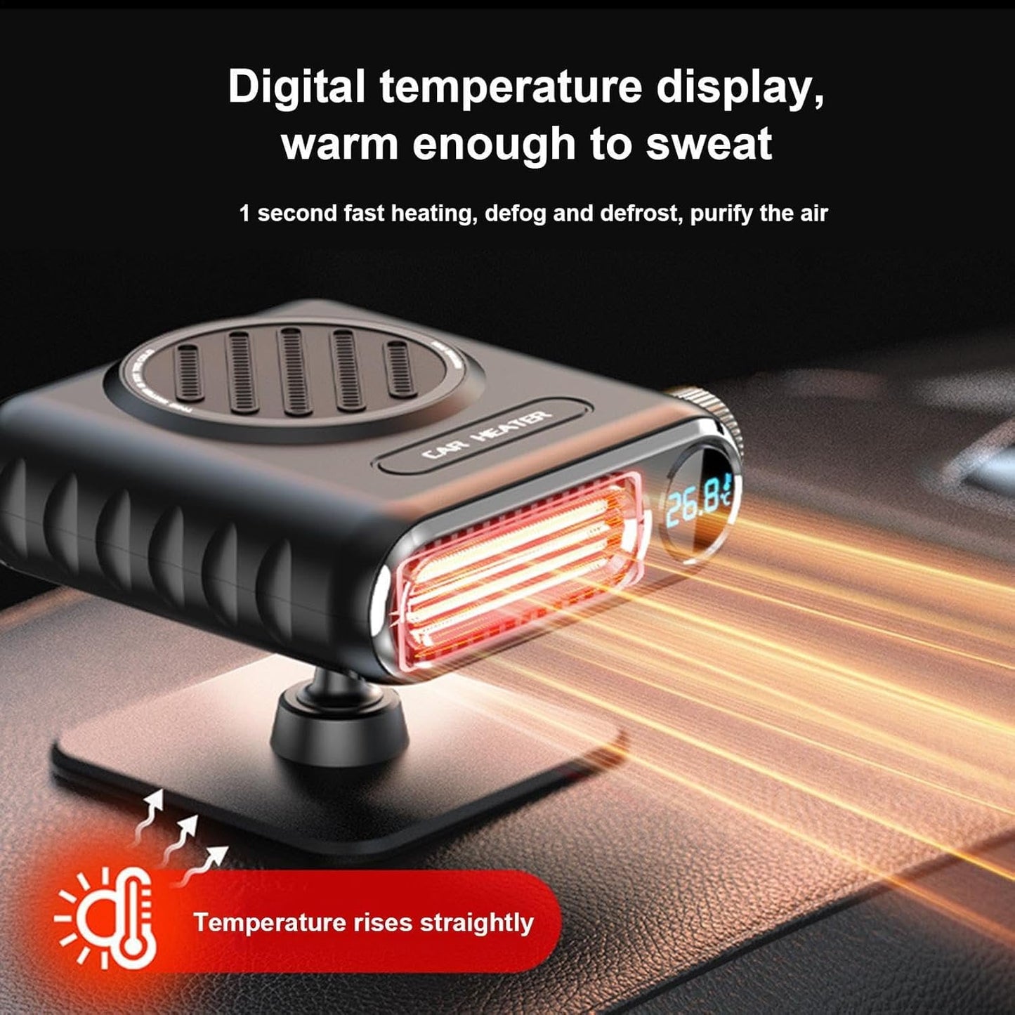 Portable Car Heaters For Vehiclem 24V Car Heater Auto Fan Heater LED Display Adjustable Temperature Fast Heating Car Defrost Defogger Vehicle Mounted Heater Car Windshield Defroster Demister