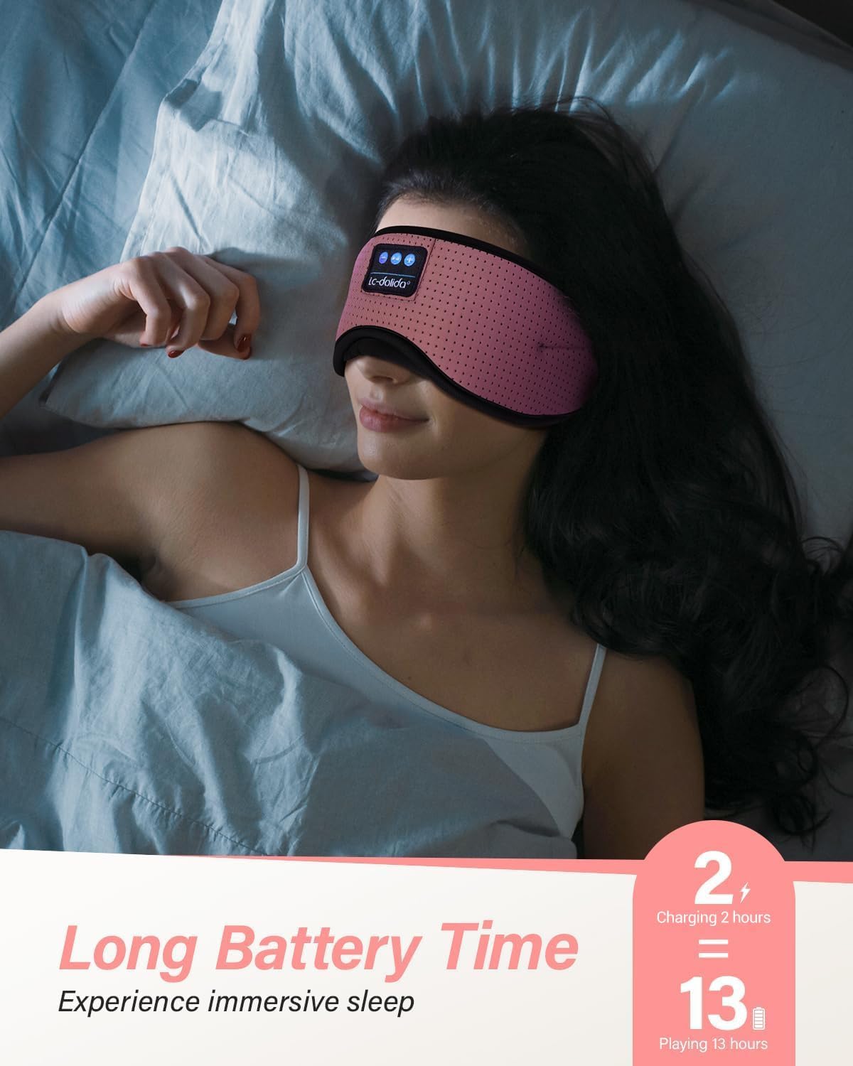 LC-dolida Sleep Headphones  White Noise Bluetooth Sleep Mask 3D Wireless Eye Mask Sleeping with Timing  Sleep Mask with Bluetooth Headphones for Side Sleepers Travel Yoga