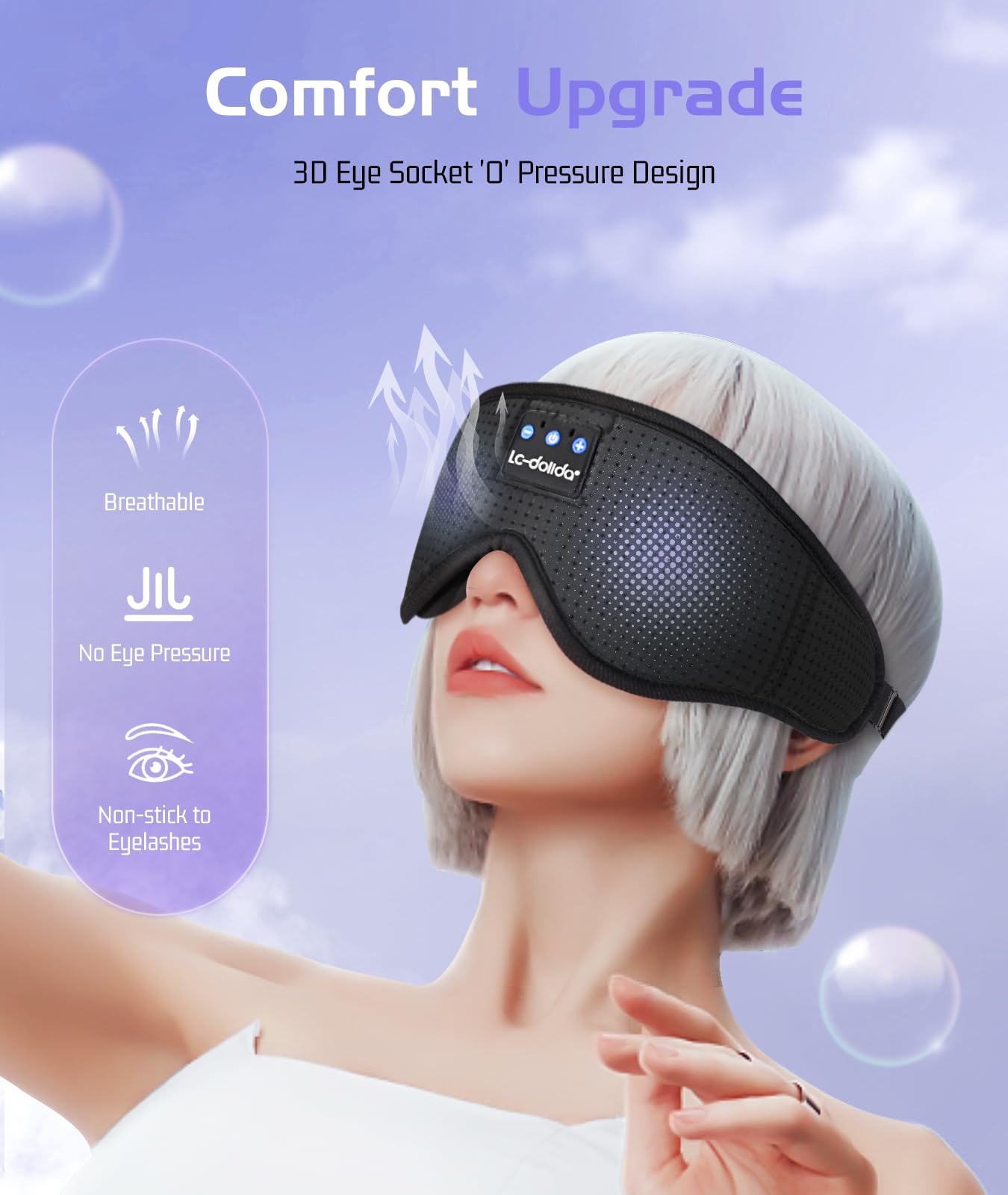 Sleep Mask with Bluetooth Headphones Bluetooth Sleep Mask Sleep Headphones 3D Eye Mask for Sleeping Mask Music Sleeping Headphones for Side Sleepers