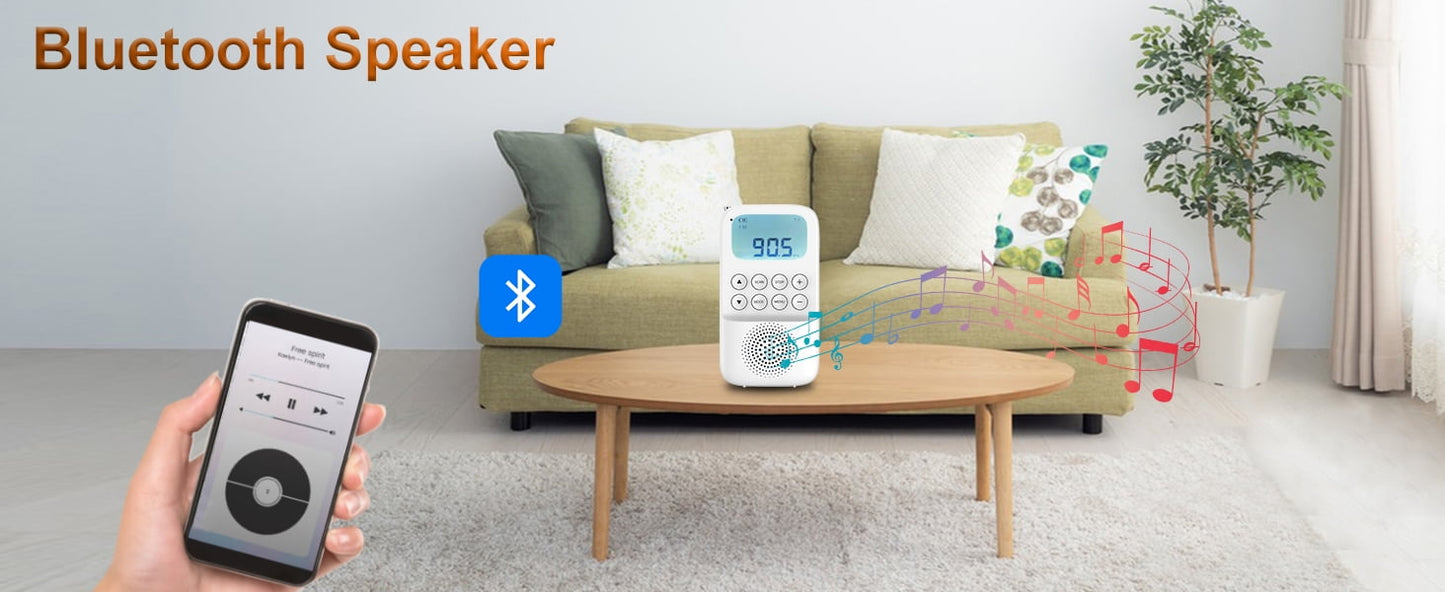 Digital AM FM Walkmen Radio with Bluetooth Portable Rechargeable Transistor Radio with Alarm Clock Built-in Speaker and Headphone Jack Support TF Card Playback