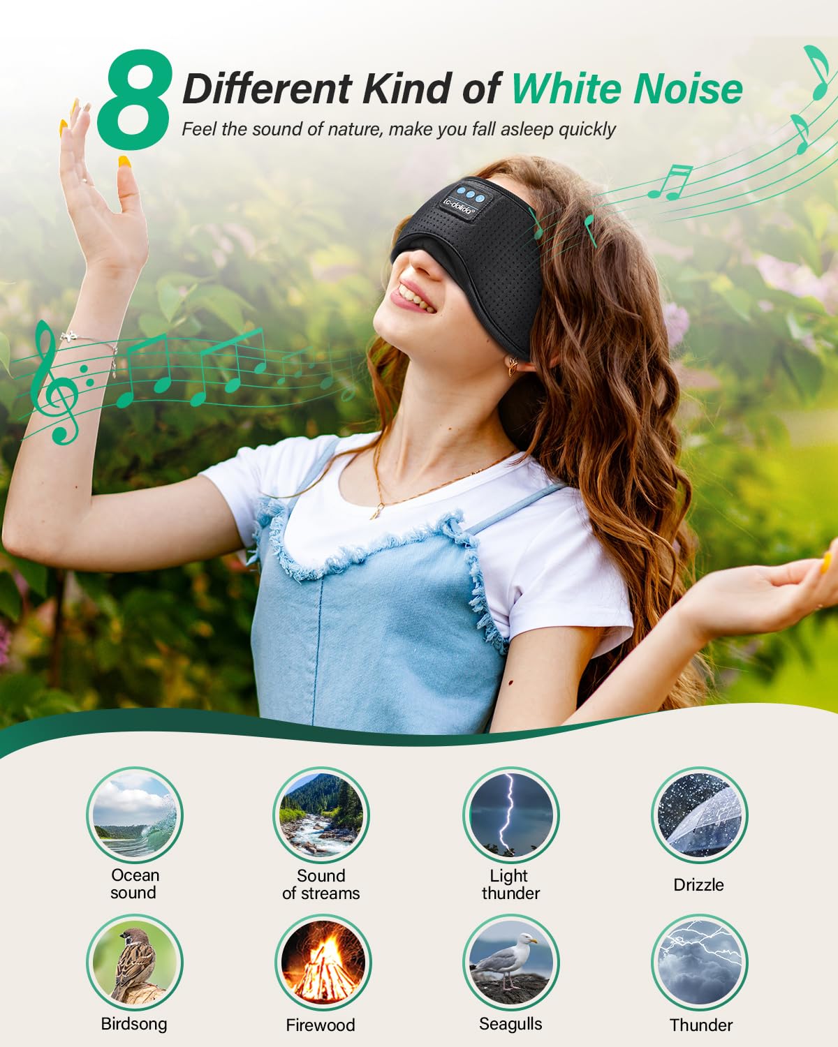 Sleep Headphones  White Noise Bluetooth Sleep Mask 3D Wireless Eye Mask Sleeping with Timing  Sleep Mask with Bluetooth Headphones for Side Sleepers