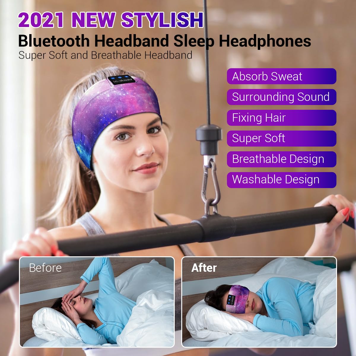 Sleep Headphones Bluetooth Headband Sleeping Wireless Headband Headphones with Thin HD Stereo Speakers