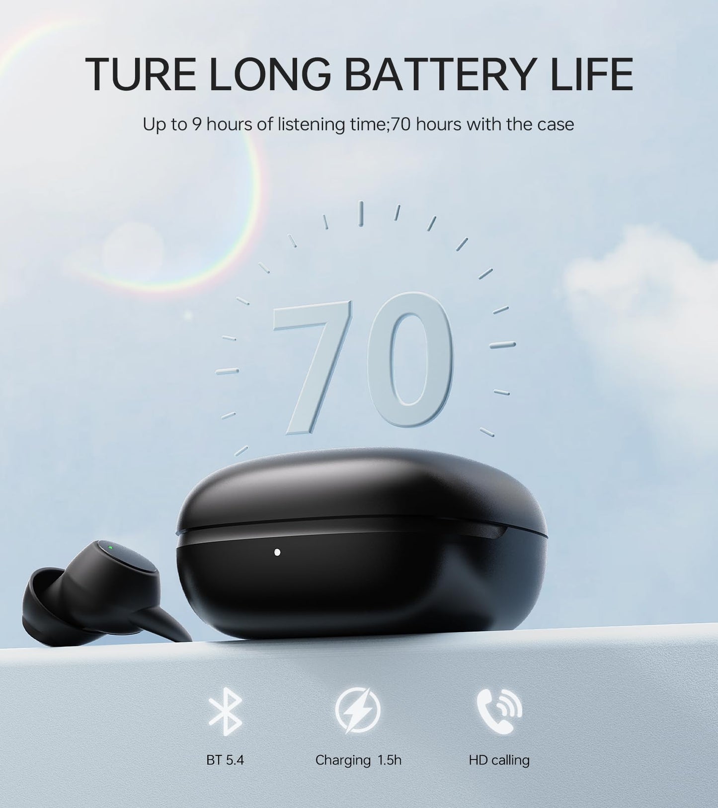 2.0 Sleep Headphones  Noise Blocking Sleep Earbuds  High Fidelity Invisible Ear Plugs-Hearing Protection  Mini Design for Side Sleepers  Bluetooth 5.4  Reusable Flexible Silicone-Black