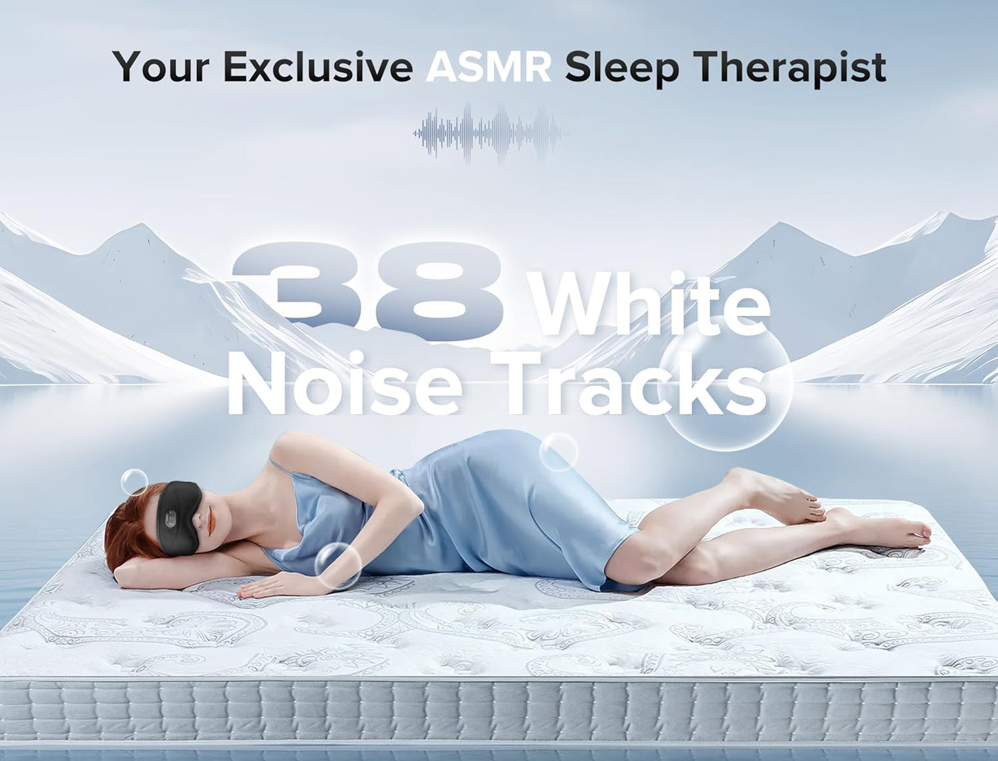 Sleep Mask with Bluetooth Headphones  3D Eye Mask for Sleep Headphones with White Noise  Total Blackout  5.4 Bluetooth  Timer  14 Hours for Women Men  Travel  Meditation  Nap