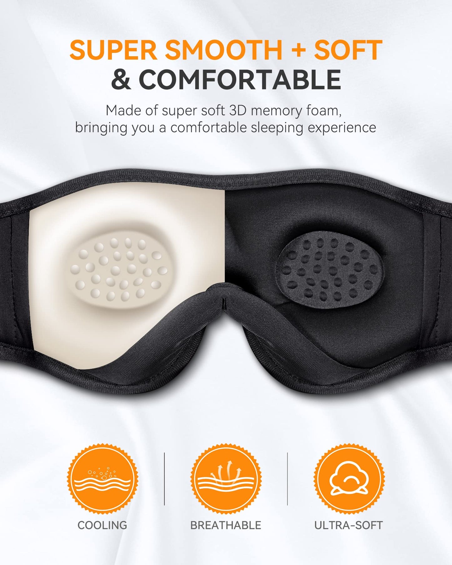 MUSICOZY 3D Bluetooth Sleep Mask with Headphones  Wireless Music Sleep Headband Eye Mask for Side Sleepers