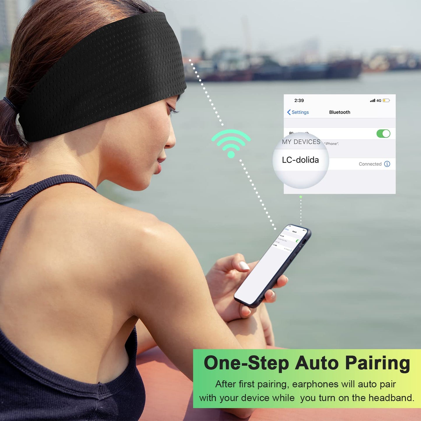 LC-dolida Sleep Headphones Bluetooth Headband  Headband Headphones Wireless Earphones Built in Speakers for Side Sleepers  Sleeping Headphones Sleep Earbuds