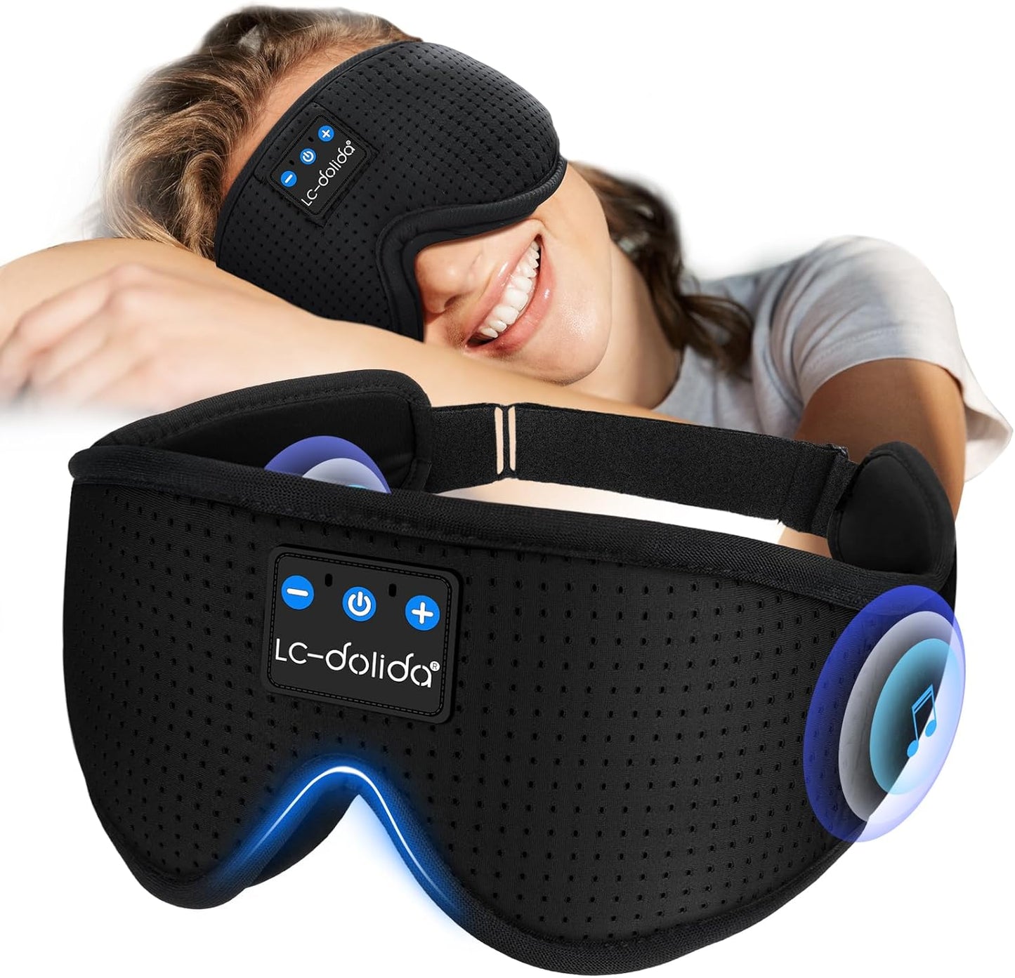 Sleep Headphones  3D Sleep Mask Bluetooth Wireless  Sleeping Headphones for Side Sleepers Sleep Eye Mask Music Weighted Sleeping Mask Meditation Gifts for Men Women (Black)