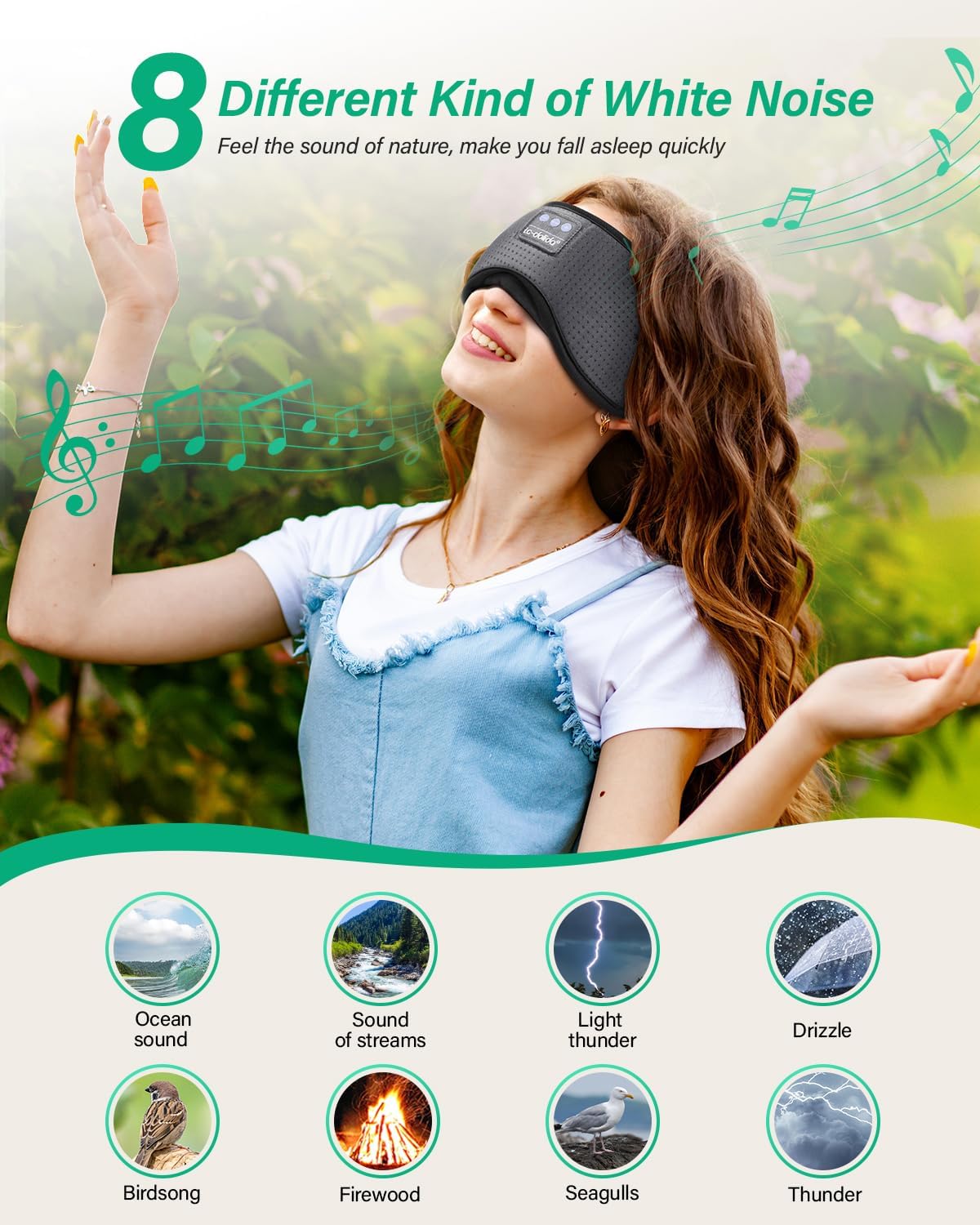 LC-dolida Sleep Headphones  White Noise Bluetooth Sleep Mask 3D Breathable Wireless Eye Mask for Timing  Sleep Mask with Bluetooth Headphones for Side Sleepers Travel Cool Gadgets for Women Men(Grey)