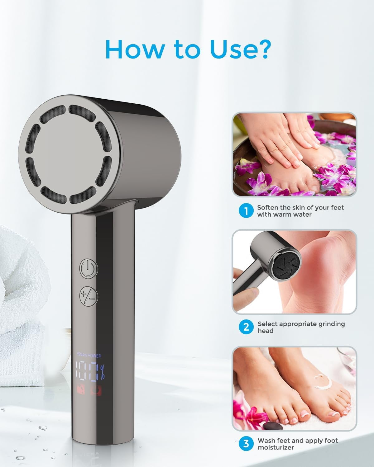 Electric Foot Callus Remover (with Dander Vacuum) Rechargeable Electric Callus Remover For Feet Electric Pedicure Electric Foot File Kit Professional Feet Care Tool For Dead Hard Cracked Dry Skin