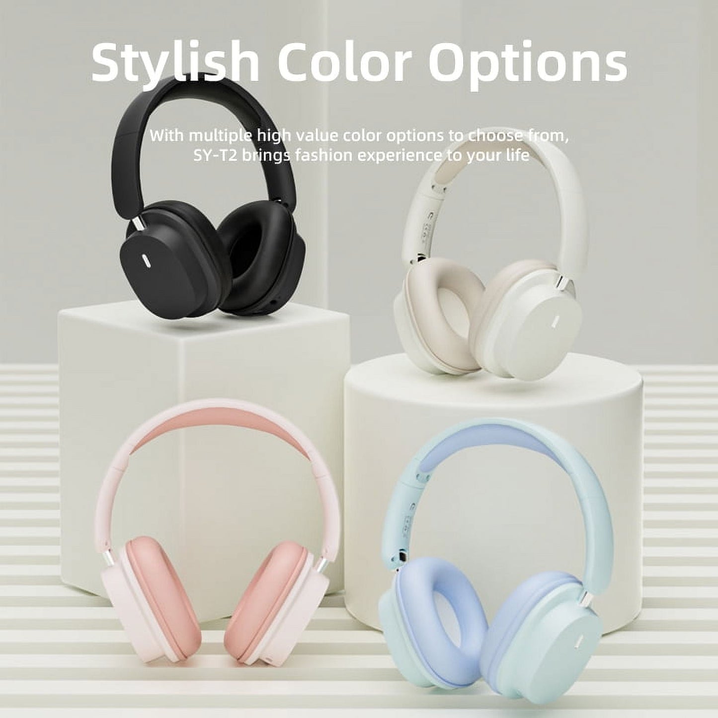 Wireless Bluetooth Headphones Over Ear Hi-Fi Stereo Wireless Headphones Foldable/Wired/Wireless with Microphone/TF Available for TV Travel Home Office Headset Quick Charge 20 Hours Playtime Blue