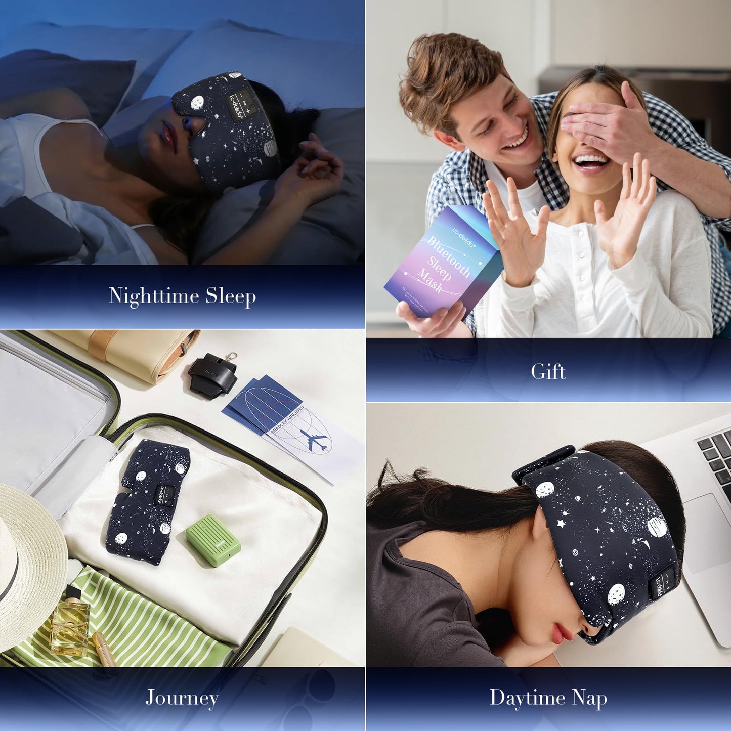 Sleep Mask with Bluetooth Headphones  Silk Eye Mask for Sleeping Side Sleepers  5.4 Bluetooth Silk Sleep Mask Headphones for Women Men with Thin Speaker  Blackout  Cooling  Comfort