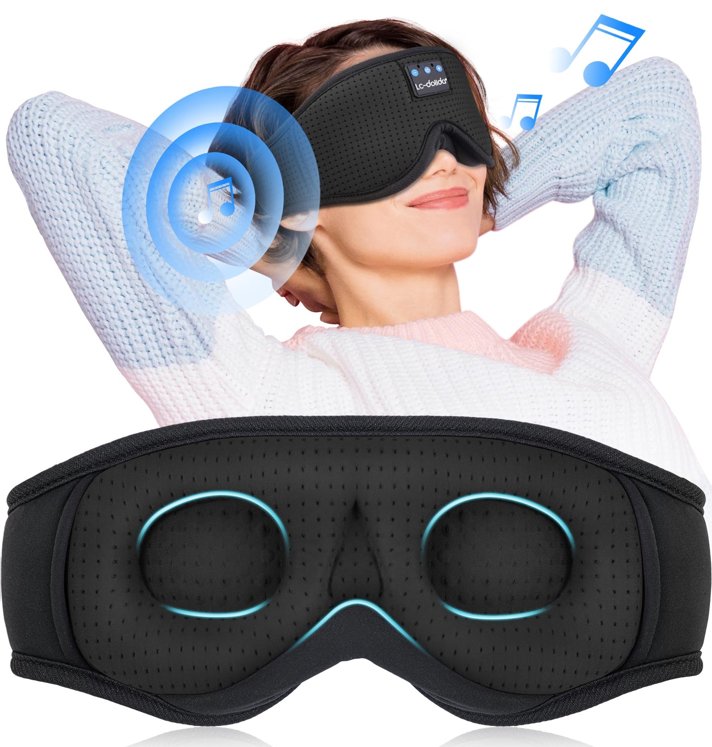 Sleep Mask with Bluetooth Headphones Bluetooth Sleep Mask Sleep Headphones 3D Eye Mask for Sleeping Mask Music Sleeping Headphones for Side Sleepers