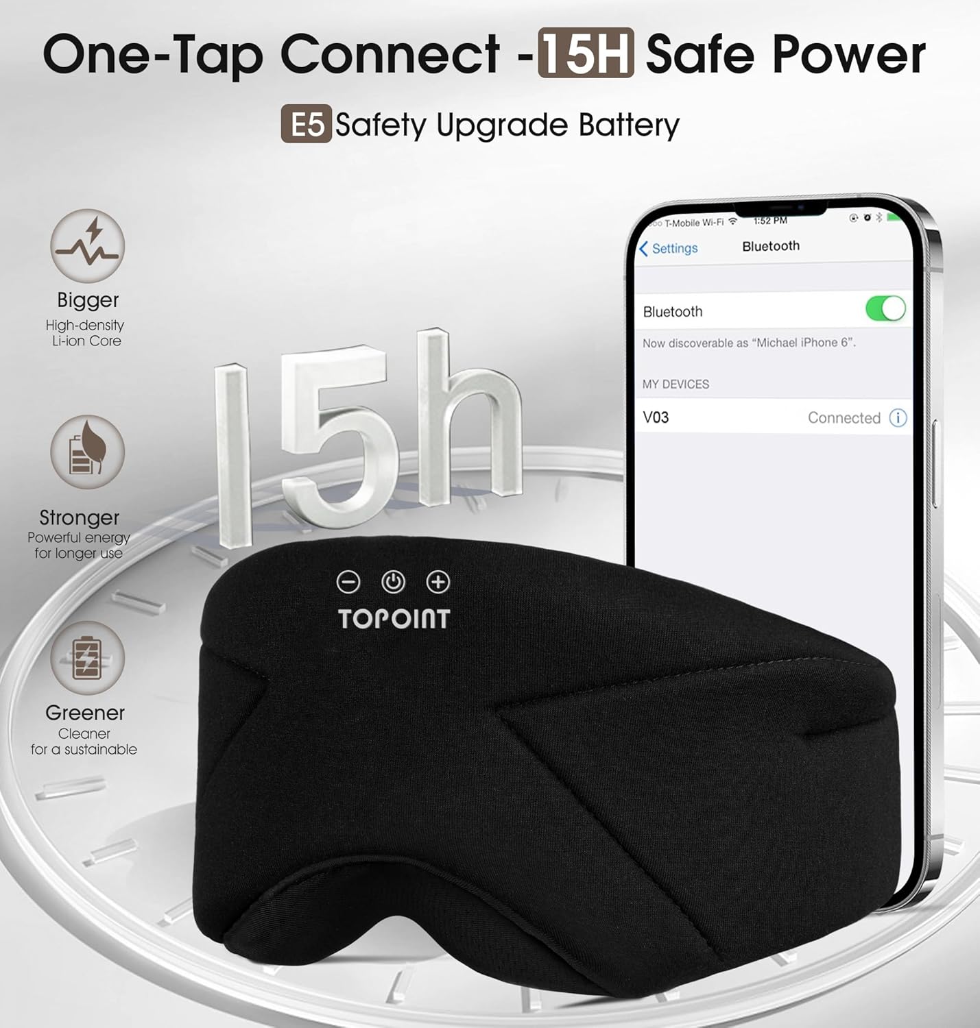 Sleep Mask with Headphones Bluetooth 5.4  TOPOINT Blackout Eye Mask for Sleeping Headphones Earphones with Soft Bamboo Cotton Cooling Breathable  HD Stereo Speaker for Side Sleepers Women Men Travel