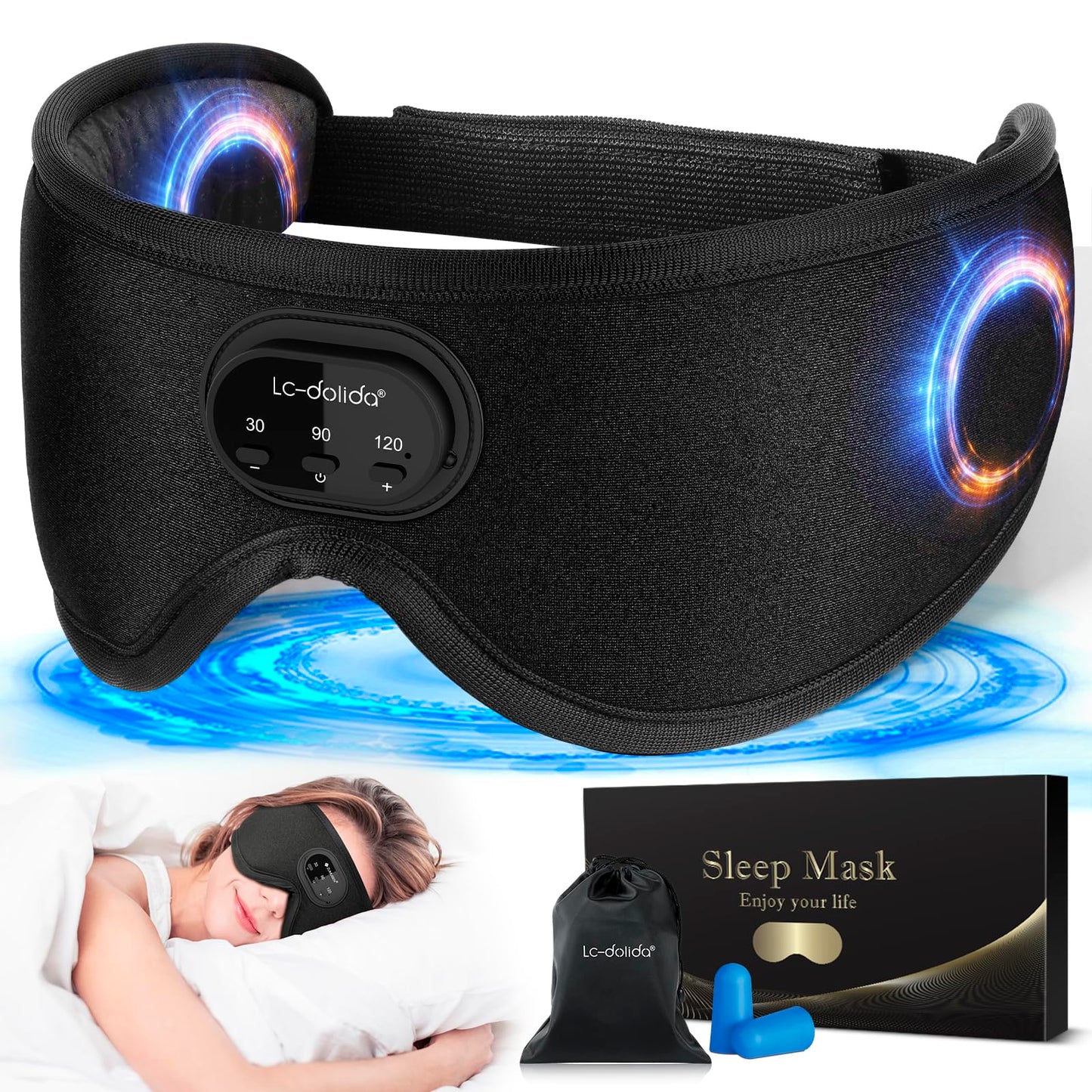 Sleep Mask with Bluetooth Headphones Bluetooth Sleep Mask Sleep Headphones 3D Eye Mask for Sleeping Mask Music Sleeping Headphones for Side Sleepers