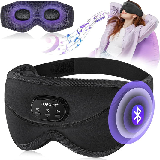 Sleep Mask with Bluetooth Headphones  3D Eye Mask for Sleep Headphones with White Noise  Total Blackout  5.4 Bluetooth  Timer  14 Hours for Women Men  Travel  Meditation  Nap