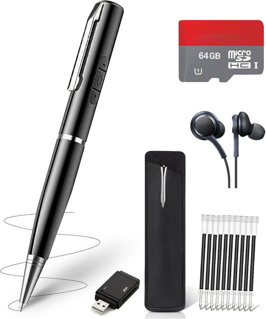 AI Digital Voice Recorder-64GB Voice Activated Recorder with Playback AI-Intelligent Noise Reduction Mp3 Player Voice Activated Sound Audio Tap Recorder Device for Meeting Course Lectures Interviews