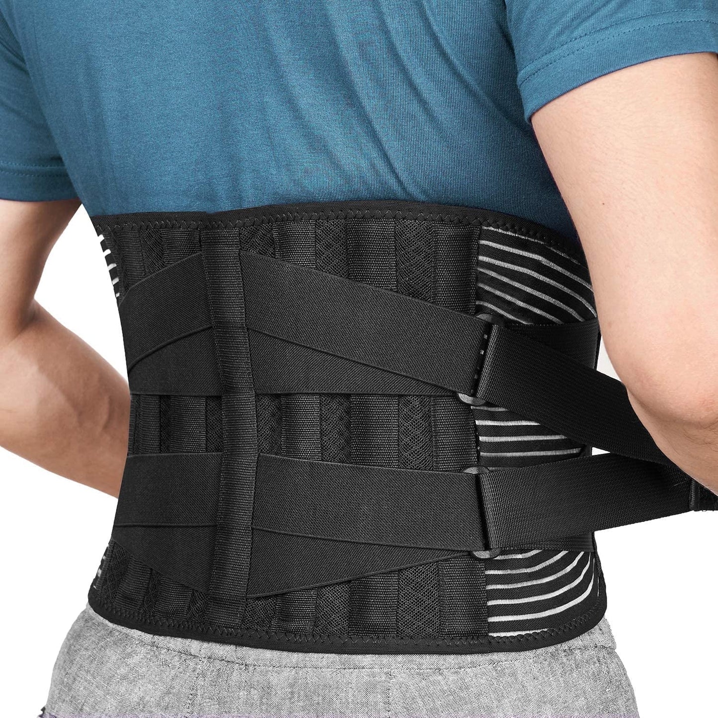 Back Braces for Lower Back Pain Relief with 6 Stays Breathable Back Support Belt for Men/Women for work Anti-skid lumbar support belt with 16-hole Mesh for sciatica(M)