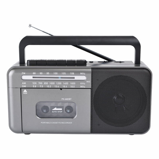 Cassette Tape Player Bluetooth Boombox Cassette Player AM/FM/SW Radio Stereo Tape Player/Recorder with Big Speaker and Earphone Jack USB/TF Card Player AC Powered or Battery Operated Grey