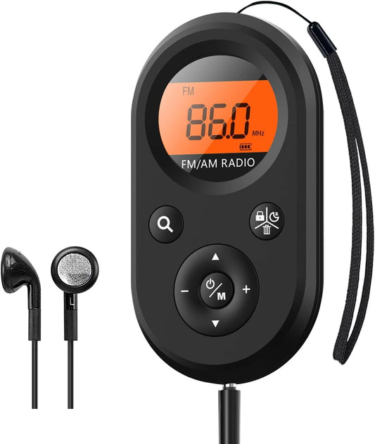 AM FM Portable Radio Personal Pocket Radio Rechargeable with Best Reception Long Battery Life Stereo Earphone Small Digital Transistor Radios for Hiking Walking Jogging