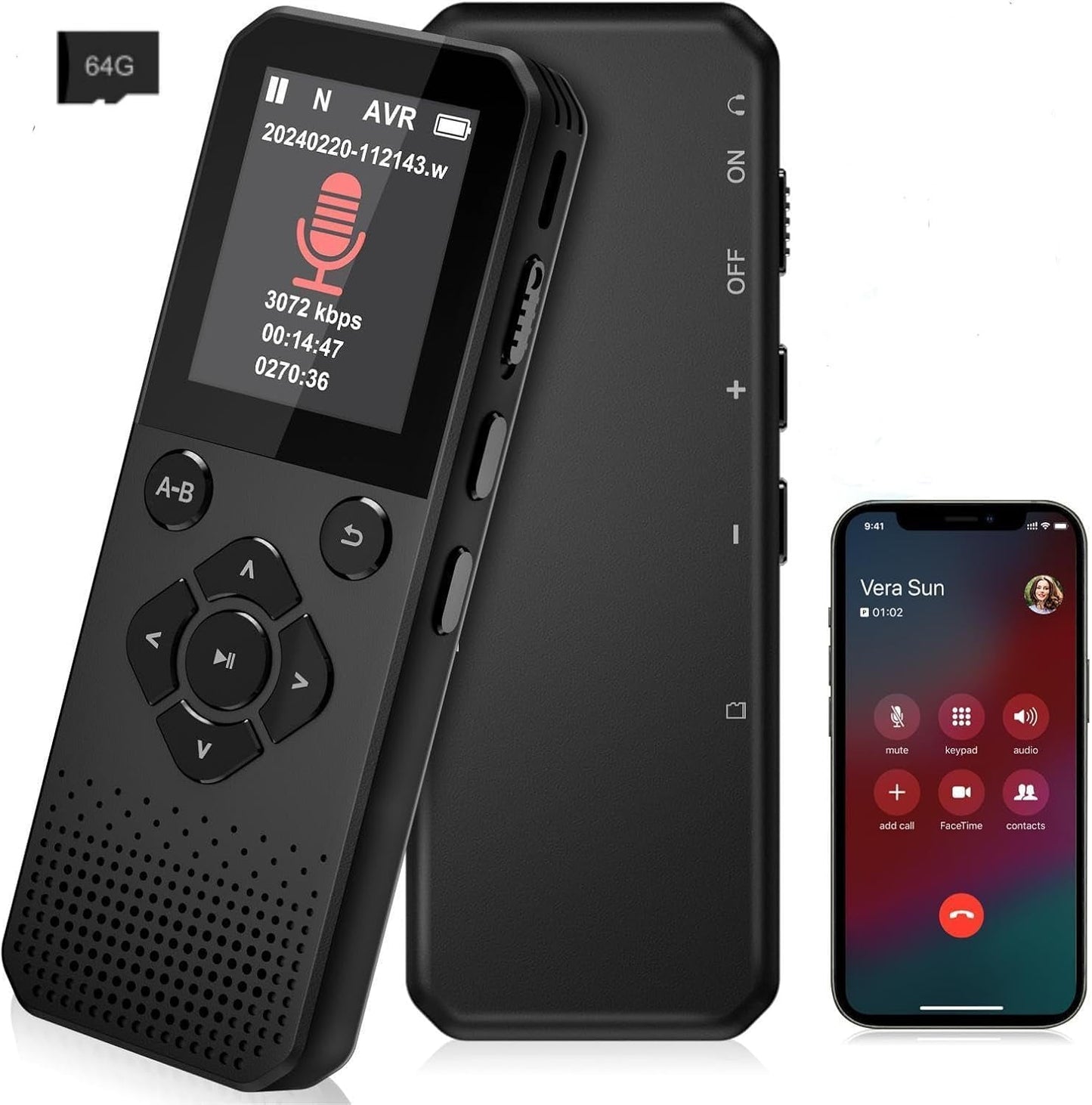 MUSICOZY MP3 Player 64GB Bluetooth Music Player Bluetooth Voice Recorder with High Bit Rate and Call Recording Ideal for Interviews Meetings Lectures and More Long Battery Life (Black)