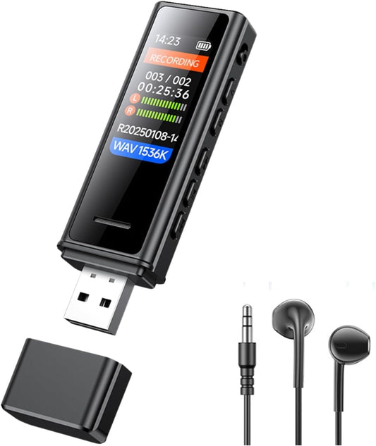 MUSICOZY Digital Voice Recorder 64GB USB Voice Activated Audio Recorder Small and Portable Voice Recorders with Playback Digital Voice Recorder for Meetings/Interviews/Classroom Support to 256GB