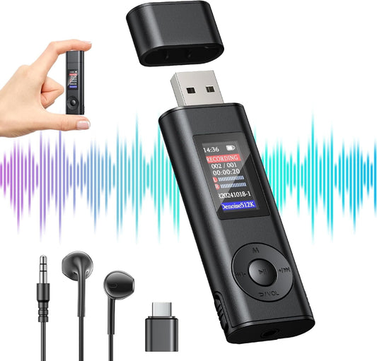 MUSICOZY Digital Voice Recorder 64GB USB Voice Activated Audio Recorder Small and Portable Voice Recorders with Playback Digital Voice Recorder for Meetings/Interviews/Classroom Support to 256GB