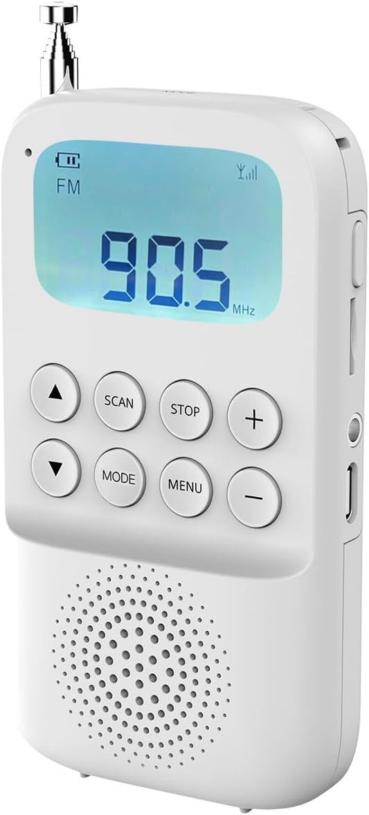 Digital AM FM Walkmen Radio with Bluetooth Portable Rechargeable Transistor Radio with Alarm Clock Built-in Speaker and Headphone Jack Support TF Card Playback