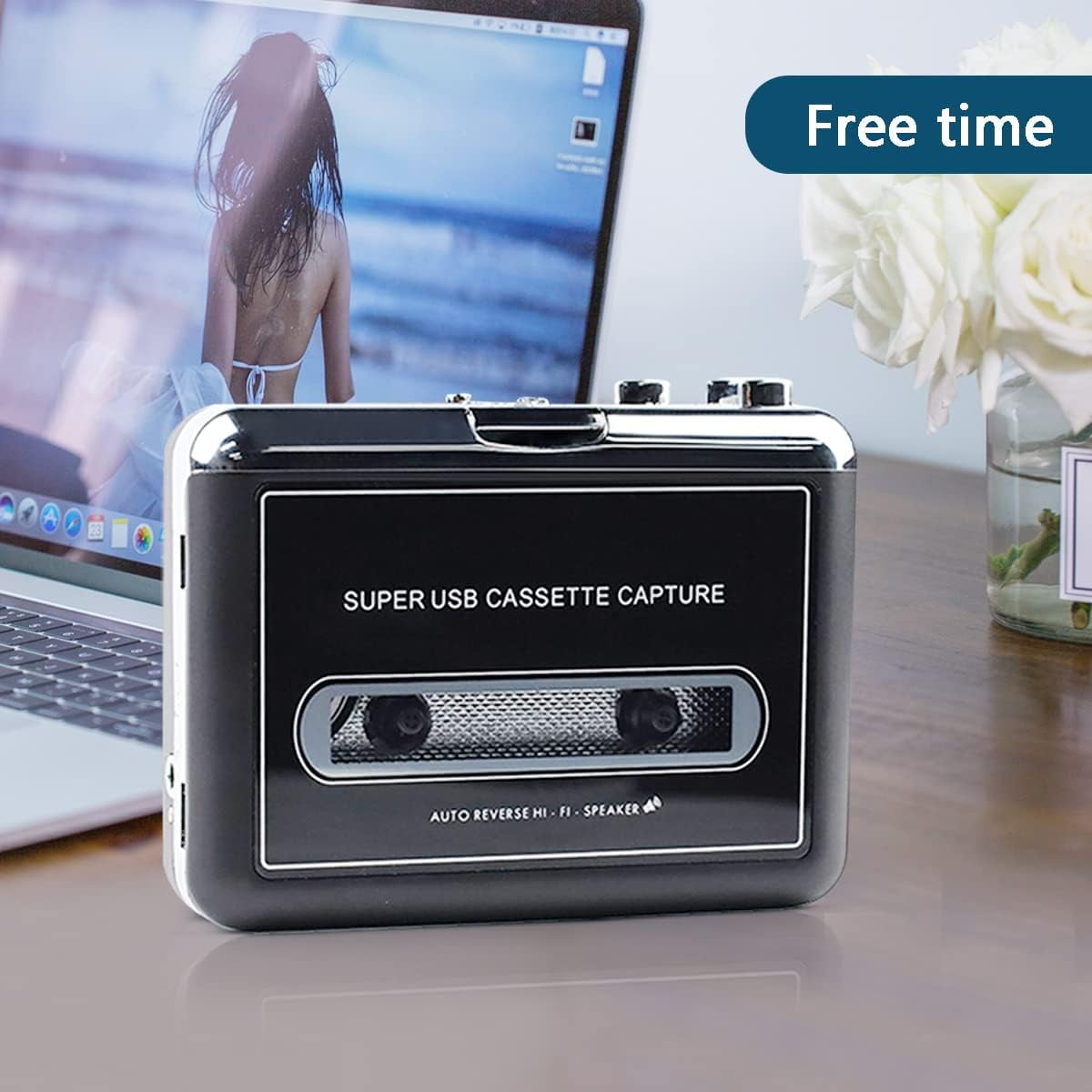 Clear Stereo &Auto Reverse Walkman Cassette Player with Detachable External Speaker-Portable Cassette to MP3 Digital Converter- Convert Tapes to Digital Format via USB-Compatible with MAC Laptops & PC