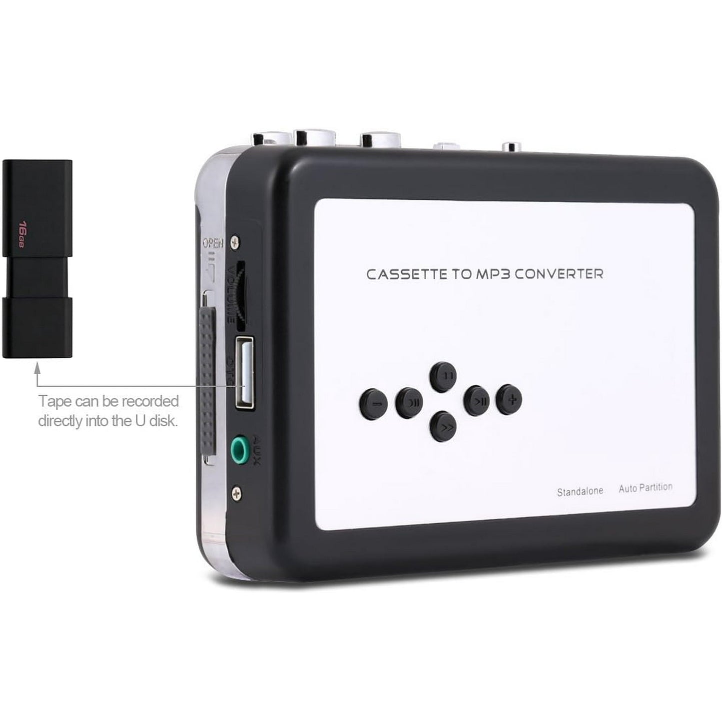 Portable Walkman Cassette Player  Best Overall Standalone USB Cassette to MP3 Converter  Audio Music Cassette Tape to Digital Converter Player (White