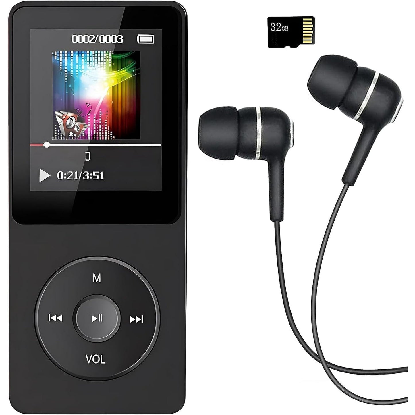 MP3 Player  Music Player with 32GB Micro SD Card  Earphone Build-in Speaker/Photo/Video Play/FM Radio/Voice Recorder/E-Book Reader  Supports up to 128GB for Kids Running Walking