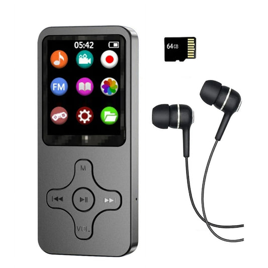 Bluetooth Mp3 Player with Speaker 64GB Portable HiFi Sound Student Player Walkman Player Digital Music Mp3 Mp4 Player with FM Recorder E-Book Video