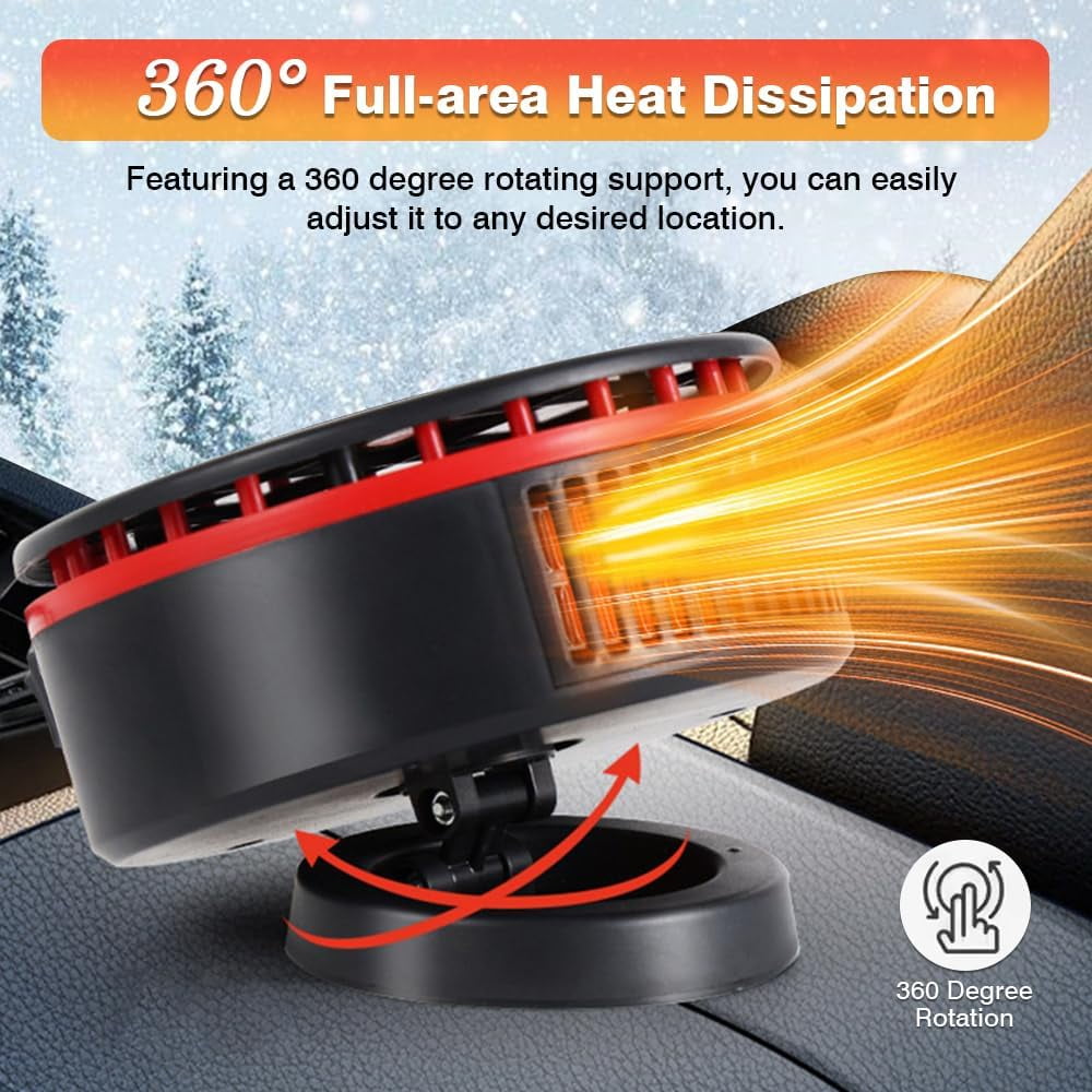 Portable Car Heater with Cooling Function Car Fan Heater 150W 12V Windshield Defroster  Vehicle Demister Fast 2 in 1 Heating Cooling Dryer Auto 360 Rotate Heater Fan  Car Heater Fan Plug-in Anti-Fog