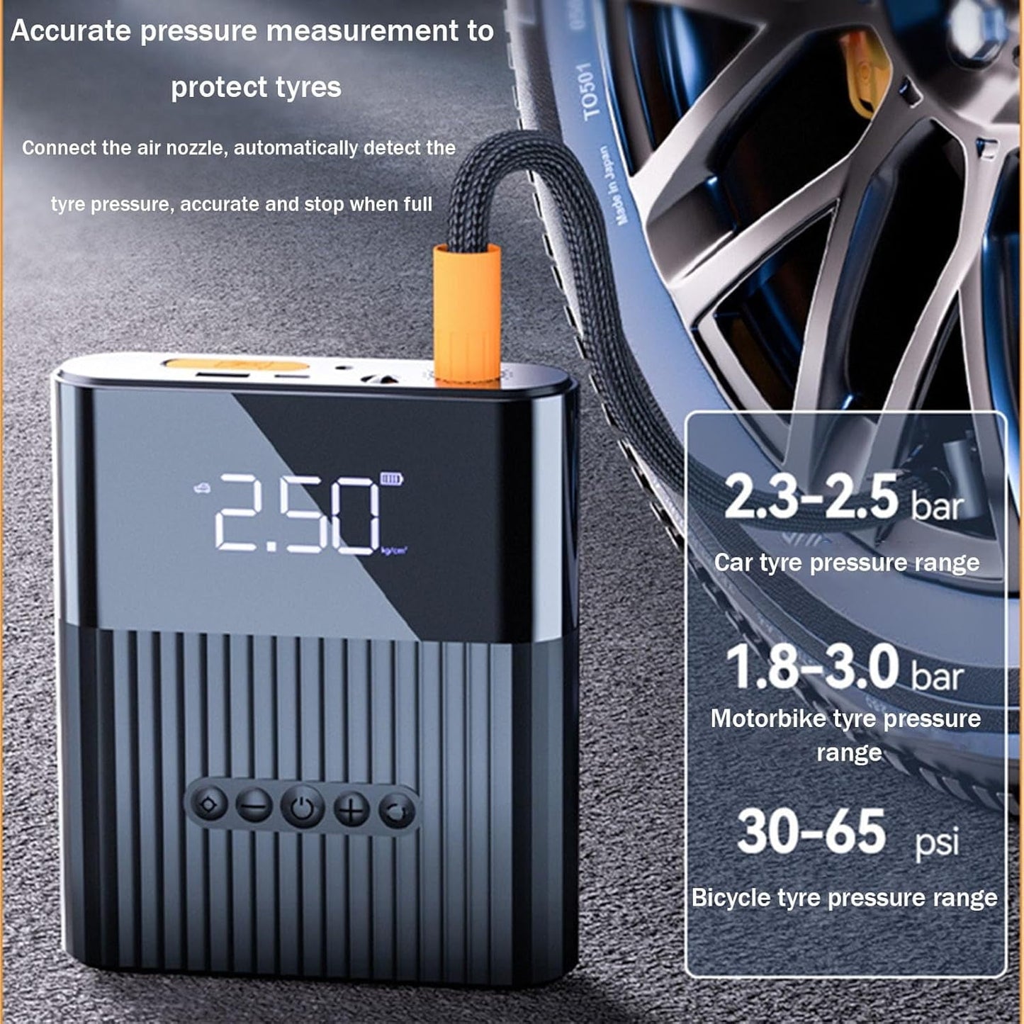 Jump Starter with Air Compressor  Mini Inflator Electric Tire Pump 8800mAh with 150 PSI Digital LCD LED Light Power Bank Jump Starter 12V Portable Battery Jump Box for Car Bicycle Tires Inflatables
