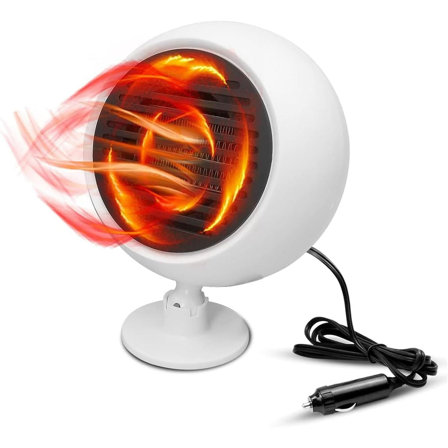 2 In 1 Car Heater Cooler Fan  12V Car Heater Portable 180W Car Air Heater Mini Car Speed Cooling Fan Windshield Defroster Demister 360° Rotatable Heater and Defogger for Car  SUV and more White