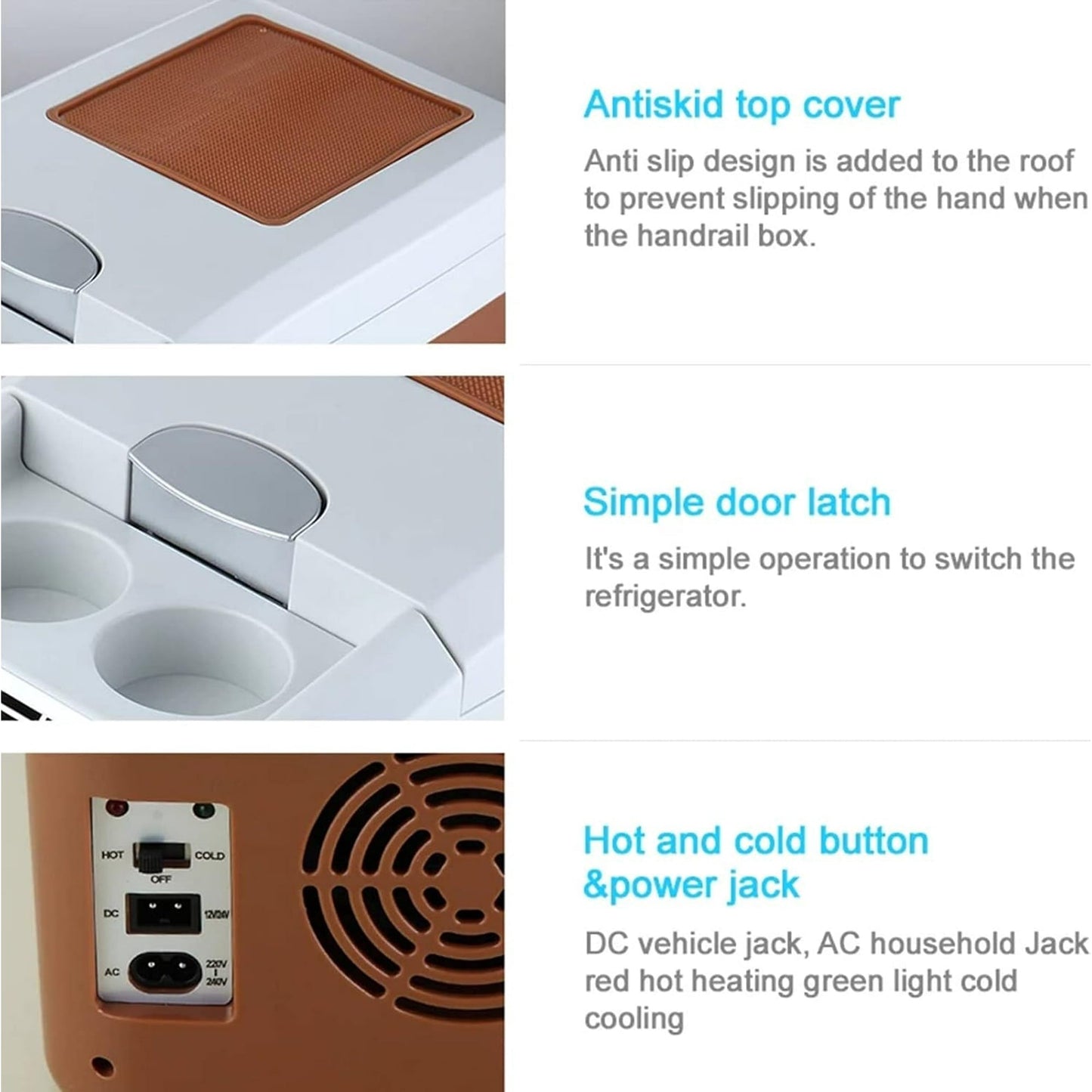 15L Car Refrigerator 12V/24V/110V  Hot Cold Portable Electric Cool Box Mini Fridge Quiet Camping Freezer Vehicle Truck RV Boat Fast Cooling for Both Car And Home Use