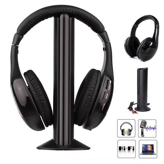 Wireless Headphones for TV Watching 5-in-1 Wireless Headphones Headset Hi-Fi over-on Ear TV Headphones Wireless for Watching Home TV Game Computer Television