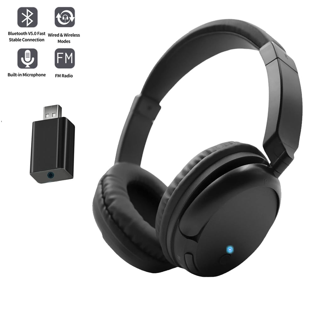 Wireless TV Headphones Wireless Headphones Headset with FM Radio 3 in1 Funcitons FM Wireless TV Headphone HiFi Stereo Lightweight Headphones for Home Office Game Computer