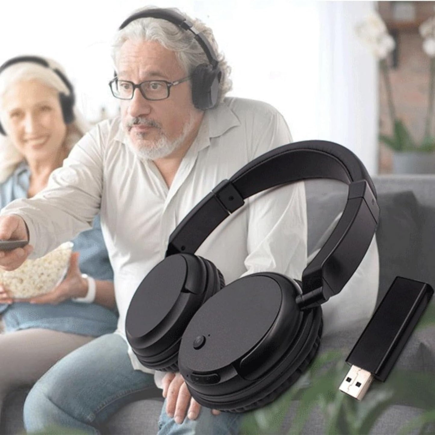 Wireless TV Headphones Wireless Headphones Headset with FM Radio 3 in1 Funcitons FM Wireless TV Headphone HiFi Stereo Lightweight Headphones for Home Office Game Computer